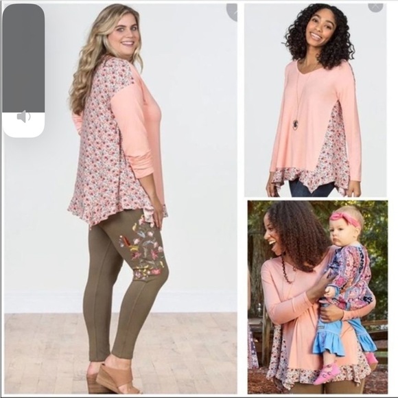 Matilda Jane Sing it Out Floral Print Casual Top Size Small Ruffle Hem Pink - Picture 2 of 10